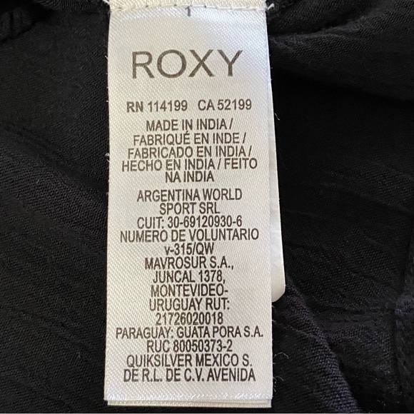 ROXY / Black Gauze Slip Dress Mini Size L Crochet Lace - Picture 5 of 15